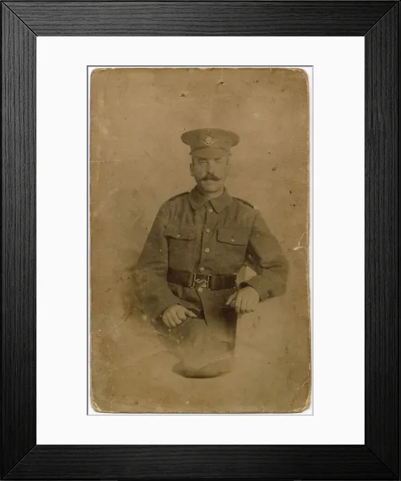 Framed Print : Studio portrait of a soldier, WW1 Date: circa 1914-1918 Framed Print : Studio portrait of a soldier, WW1 Date: circa 1914-1918