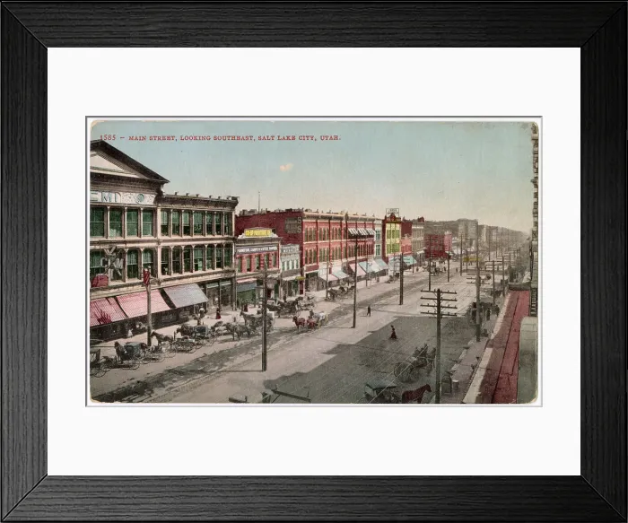 Framed Print : Main Street (looking southeast), Salt Lake City, Utah, USA, with ZCMI department store. Date: circa 1902 Framed Print : Main Street (looking southeast), Salt Lake City, Utah, USA, with ZCMI department store. Date: circa 1902