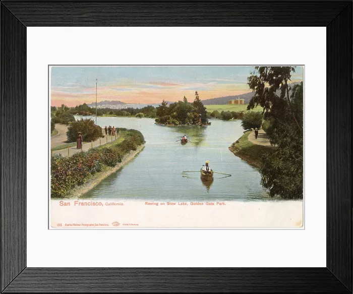 Framed Print : Rowing on Stow Lake, Golden Gate Park, San Francisco, California, USA Date: circa 1905 Framed Print : Rowing on Stow Lake, Golden Gate Park, San Francisco, California, USA Date: circa 1905