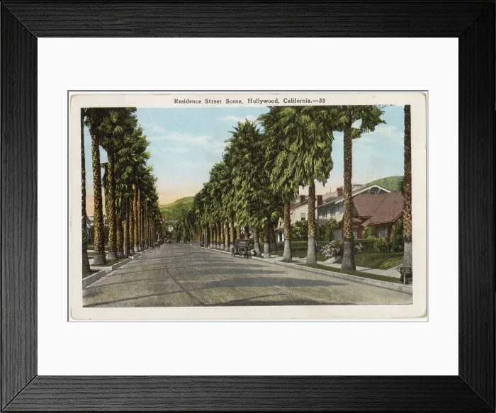 Framed Print : Tree-lined residential street, Hollywood, Los Angeles, California, USA Date: circa 1915 Framed Print : Tree-lined residential street, Hollywood, Los Angeles, California, USA Date: circa 1915
