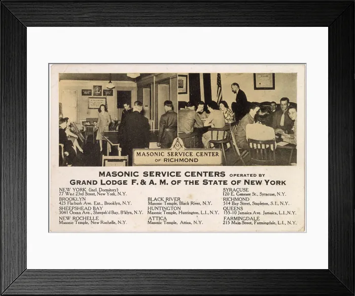 Framed Print : Masonic Service Center of Richmond County, 514 Bay Street, Stapleton, Staten Island, New York State, USA Date: circa 1940s Framed Print : Masonic Service Center of Richmond County, 514 Bay Street, Stapleton, Staten Island, New York State, USA Date: circa 1940s