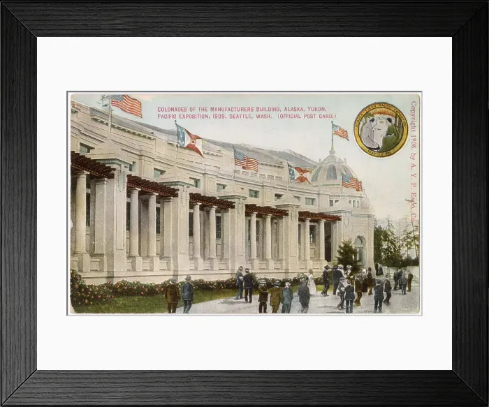 Framed Print : Colonnades of the Manufacturers Building, Alaska Yukon Pacific Exposition, Seattle, Washington, USA Date: 1908 Framed Print : Colonnades of the Manufacturers Building, Alaska Yukon Pacific Exposition, Seattle, Washington, USA Date: 1908