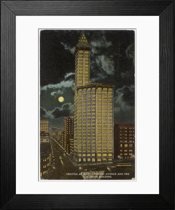 Framed Print : L C Smith Building (Smith Tower) by night, Second Avenue, Seattle, Washington, USA Date: 1913 Framed Print : L C Smith Building (Smith Tower) by night, Second Avenue, Seattle, Washington, USA Date: 1913