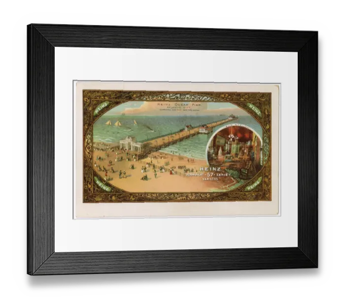 Framed Print : Heinz Ocean Pier, Atlantic City, New Jersey, USA, with inset of Sun Parlor. Date: circa 1900 Framed Print : Heinz Ocean Pier, Atlantic City, New Jersey, USA, with inset of Sun Parlor. Date: circa 1900