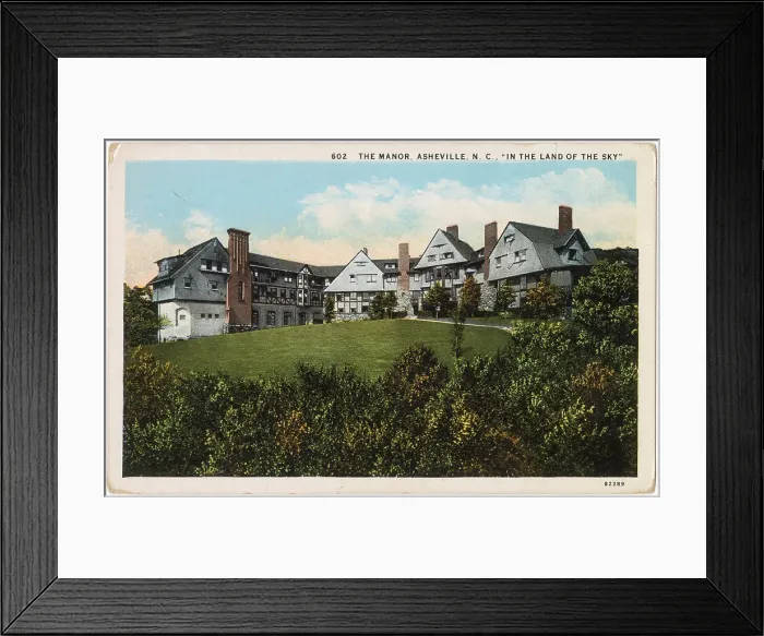 Framed Print : The Manor, Asheville, North Carolina, USA - English style inn, private clubhouse surrounded by a park Date: 1920 Framed Print : The Manor, Asheville, North Carolina, USA - English style inn, private clubhouse surrounded by a park Date: 1920