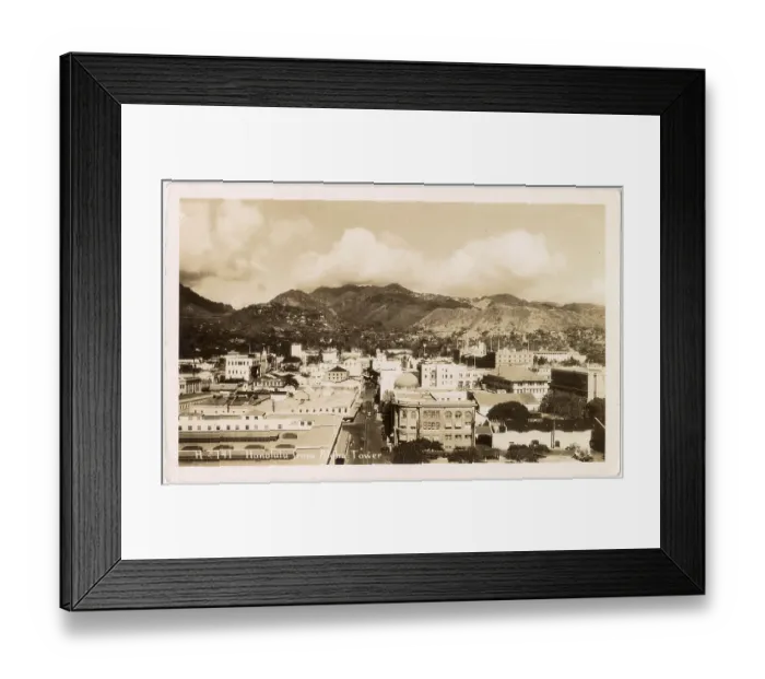 Framed Print : General view of Honolulu, Hawaii, USA, taken from Aloha Tower Date: circa 1930 Framed Print : General view of Honolulu, Hawaii, USA, taken from Aloha Tower Date: circa 1930