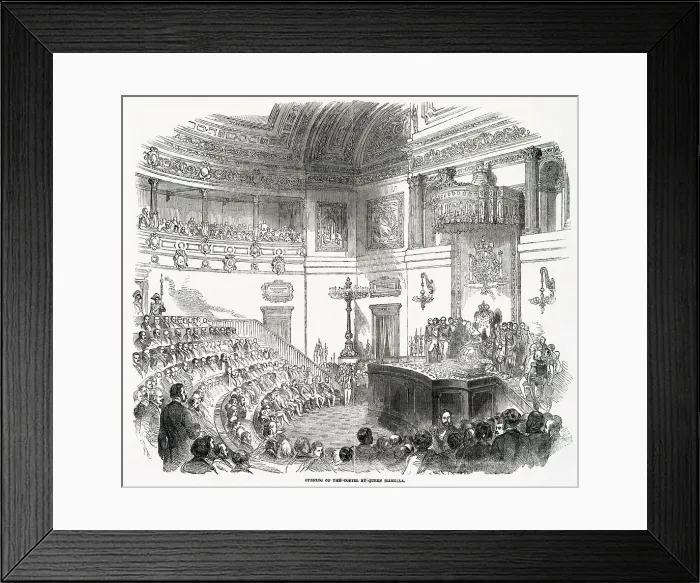 Framed Print : Opening of the Spanish cortes by Queen Isabella. Date: 1850 Framed Print : Opening of the Spanish cortes by Queen Isabella. Date: 1850
