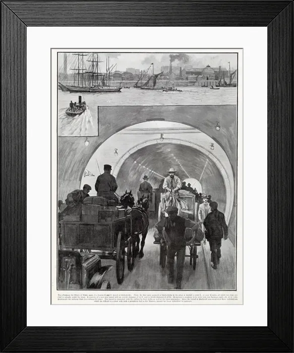 Framed Print : Rotherhithe Tunnel, connecting Limehouse in the London Borough of Tower Hamlets. Opened by Prince of Wales (later George V ) in 1908. Date: 1908 Framed Print : Rotherhithe Tunnel, connecting Limehouse in the London Borough of Tower Hamlets. Opened by Prince of Wales (later George V ) in 1908. Date: 1908
