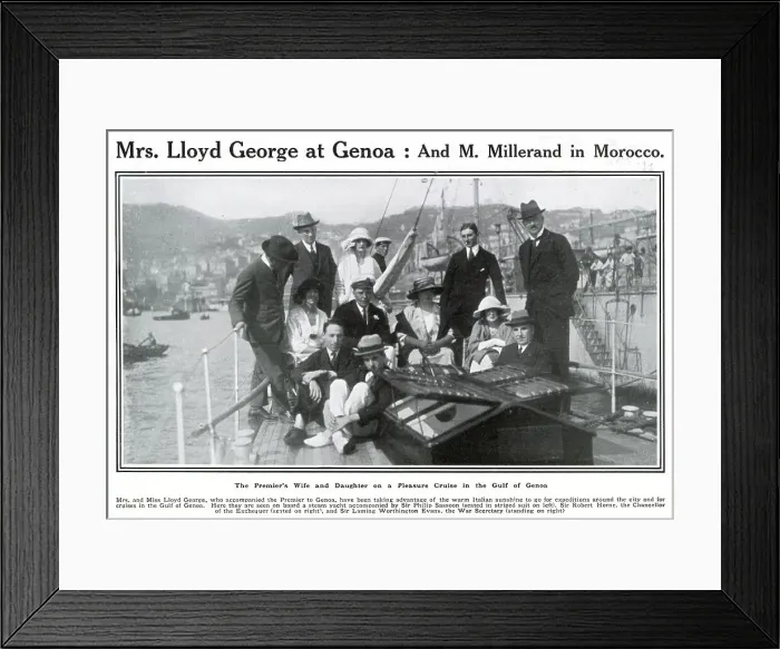 Framed Print : Dame Margaret Lloyd George on board a yacht at Genoa Framed Print : Dame Margaret Lloyd George on board a yacht at Genoa