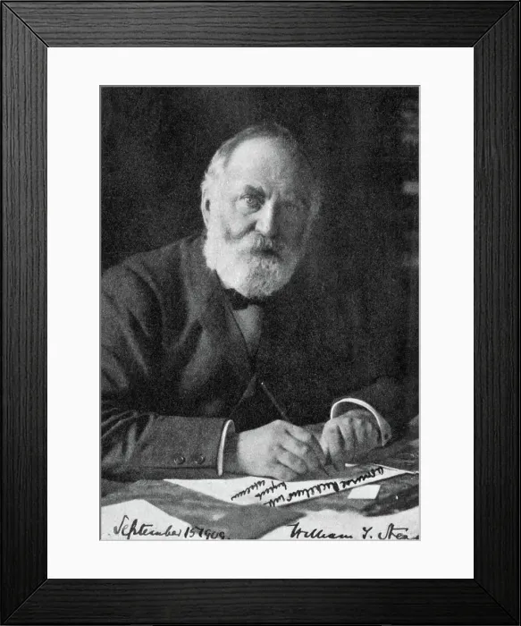 Framed Print : William Thomas Stead (1849 - 1912), English journalist and campaigner. Died in the sinking of the Titanic in 1912. Date: 1909 Framed Print : William Thomas Stead (1849 - 1912), English journalist and campaigner. Died in the sinking of the Titanic in 1912. Date: 1909