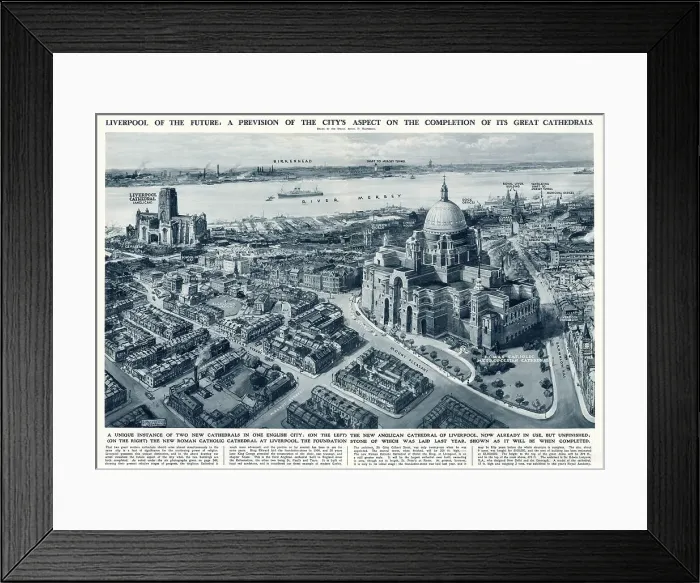 Framed Print : Liverpool of the future - two new cathedrals Framed Print : Liverpool of the future - two new cathedrals
