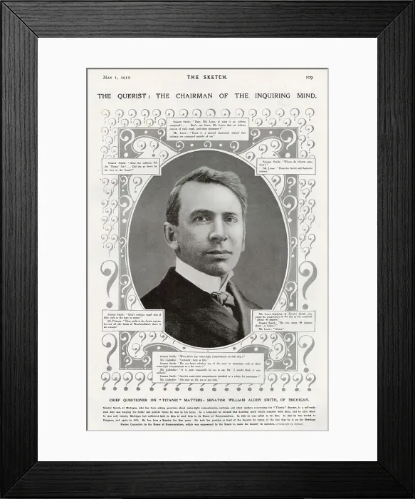 Framed Print : Senator William Alden Smith, Titanic inquiry chair Framed Print : Senator William Alden Smith, Titanic inquiry chair