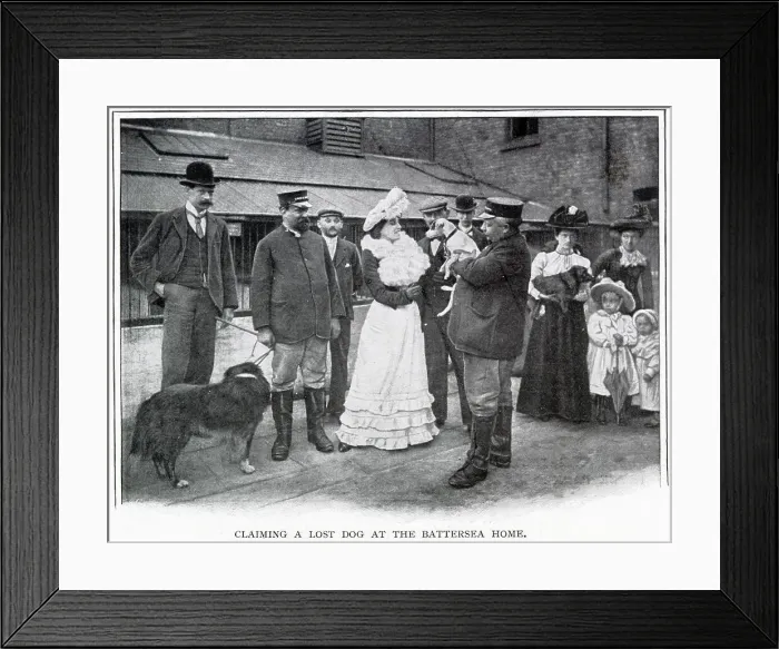 Framed Print : Claiming a Lost Dog at the Battersea Home Framed Print : Claiming a Lost Dog at the Battersea Home