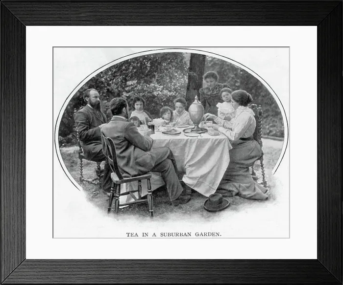 Framed Print : Tea in a suburban garden 1900 Framed Print : Tea in a suburban garden 1900