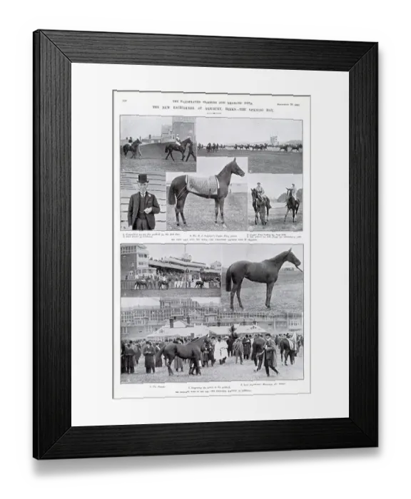 Framed Print : The Opening of the new Racecourse at Newbury, Berkshire. Date: 1905 Framed Print : The Opening of the new Racecourse at Newbury, Berkshire. Date: 1905