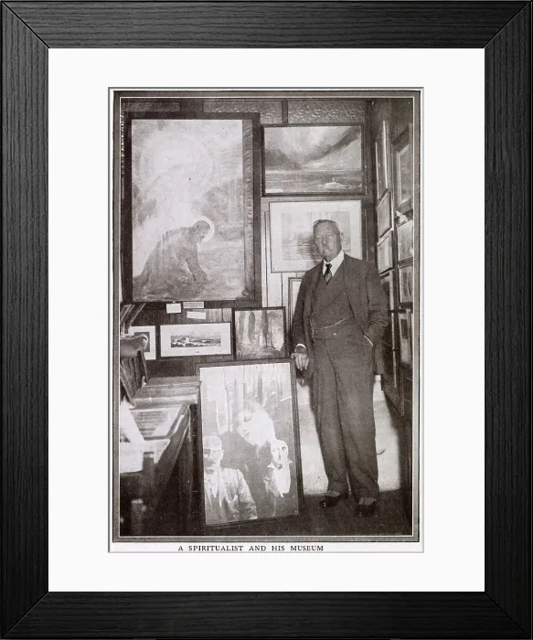 Framed Print : Sir Arthur Conan Doyle with his Spiritualistic Museum Framed Print : Sir Arthur Conan Doyle with his Spiritualistic Museum