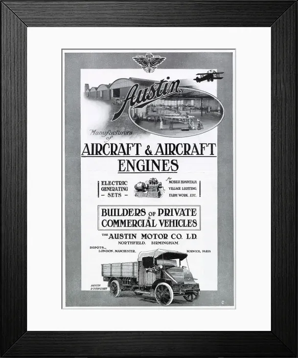 Framed Print : Austin was a large, well-respected company producing cars, lorries and a range of engines Framed Print : Austin was a large, well-respected company producing cars, lorries and a range of engines
