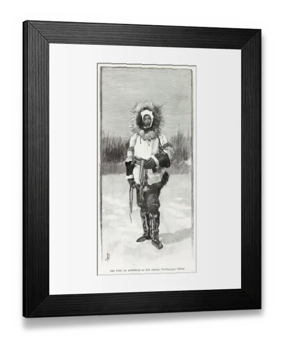 Framed Print : The Earl of Lonsdale in his Arctic travelling dress during his expedition in 1889 through North West North America, from the North Saskatchewan River to the shores of the Arctic Ocean across Alaska to the North Pacific. Date: 1890 Framed Print : The Earl of Lonsdale in his Arctic travelling dress during his expedition in 1889 through North West North America, from the North Saskatchewan River to the shores of the Arctic Ocean across Alaska to the North Pacific. Date: 1890