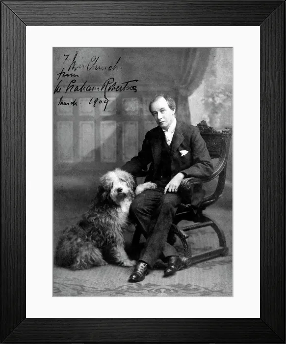 Framed Print : Walford Graham Robertson (1866-1948) RP, RBA, ROI - British painter, illustrator and author. Pictured with pet sheepdog. Date: 1909 Framed Print : Walford Graham Robertson (1866-1948) RP, RBA, ROI - British painter, illustrator and author. Pictured with pet sheepdog. Date: 1909