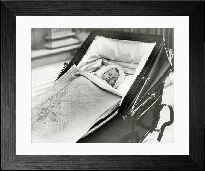 Framed Print : Princess Elizabeth in her pram Framed Print : Princess Elizabeth in her pram