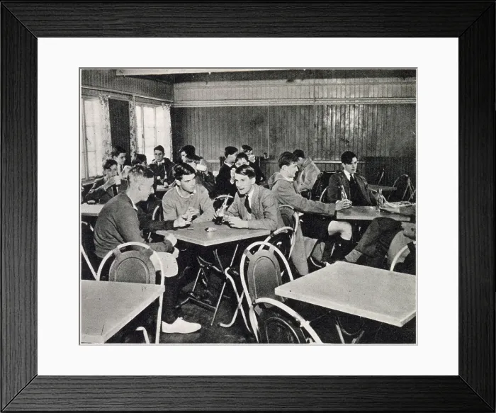Framed Print : Pupils enjoying a snack at Grubbies, Wellington College's tuck shop, during mid-morning break. Date: 1959 Framed Print : Pupils enjoying a snack at Grubbies, Wellington College's tuck shop, during mid-morning break. Date: 1959