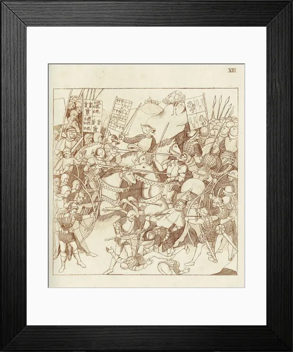 Framed Print : The Battle of Shrewsbury, 21st July 1403, with Richard Beauchamp, Earl of Warwick, fighting with King Henry IV to defeat Sir Henry Harry Hotspur Percy, leader of the rebel army from Northumberland. Date: 21st July 1403 Framed Print : The Battle of Shrewsbury, 21st July 1403, with Richard Beauchamp, Earl of Warwick, fighting with King Henry IV to defeat Sir Henry Harry Hotspur Percy, leader of the rebel army from Northumberland. Date: 21st July 1403