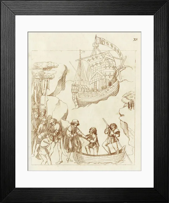 Framed Print : Richard Beauchamp, Earl of Warwick, in pilgrim's dress, embarks on a pilgrimage to the Holy Land. Date: 1408 Framed Print : Richard Beauchamp, Earl of Warwick, in pilgrim's dress, embarks on a pilgrimage to the Holy Land. Date: 1408