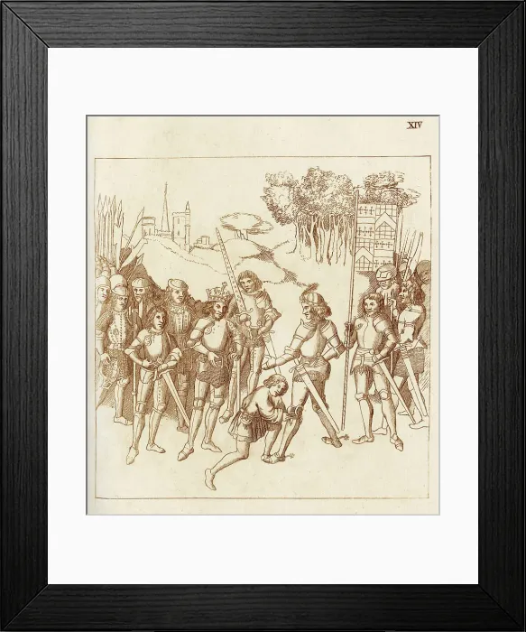 Framed Print : The day after the Battle of Shrewsbury, King Henry IV invests Richard Beauchamp, Earl of Warwick with the Order of the Garter. Date: 22nd July 1403 Framed Print : The day after the Battle of Shrewsbury, King Henry IV invests Richard Beauchamp, Earl of Warwick with the Order of the Garter. Date: 22nd July 1403