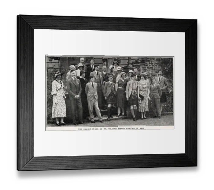 Framed Print : Celebrations at Keir in Perthshire for the coming of age of Mr William Joseph Stirling, eldest son of the late Brigadier Archibald Stirling and Mrs Stirling Framed Print : Celebrations at Keir in Perthshire for the coming of age of Mr William Joseph Stirling, eldest son of the late Brigadier Archibald Stirling and Mrs Stirling