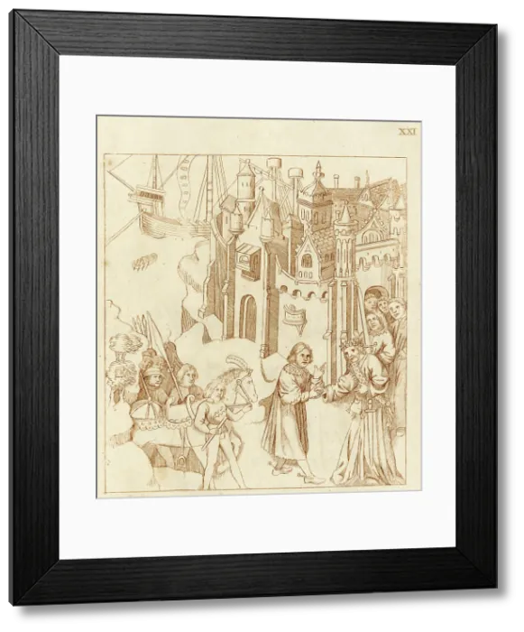 Framed Print : Richard Beauchamp, Earl of Warwick, is received by the Doge of Venice, Michele Steno, and lords. Date: C.1408