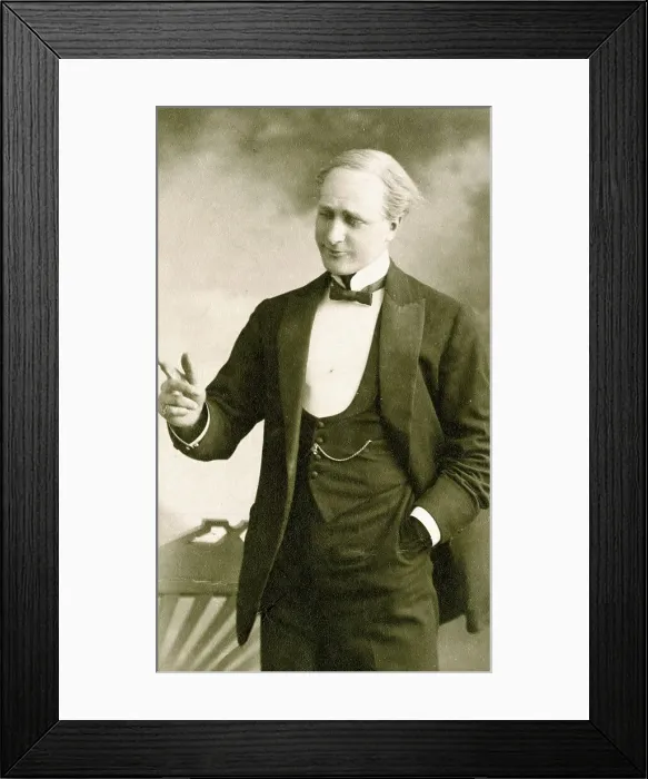 Framed Print : Man in evening dress in a cabinet photograph Framed Print : Man in evening dress in a cabinet photograph