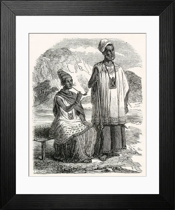 Framed Print : Ndate Yalla Mbodj or Ndateh Yalla Mbooj, (c.1810-1860 or 1814-1856) and her husband, Maaroso Tass. Ndate Yalla Mbodj was the last great Lingeer (Queen) of Waalo, one of the four Wolof kingdoms of Senegambia located in what is now North-West Senegal Framed Print : Ndate Yalla Mbodj or Ndateh Yalla Mbooj, (c.1810-1860 or 1814-1856) and her husband, Maaroso Tass. Ndate Yalla Mbodj was the last great Lingeer (Queen) of Waalo, one of the four Wolof kingdoms of Senegambia located in what is now North-West Senegal