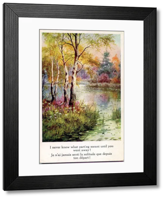 Framed Print : Postcard, Peaceful rural scene Date: early 20th century Framed Print : Postcard, Peaceful rural scene Date: early 20th century