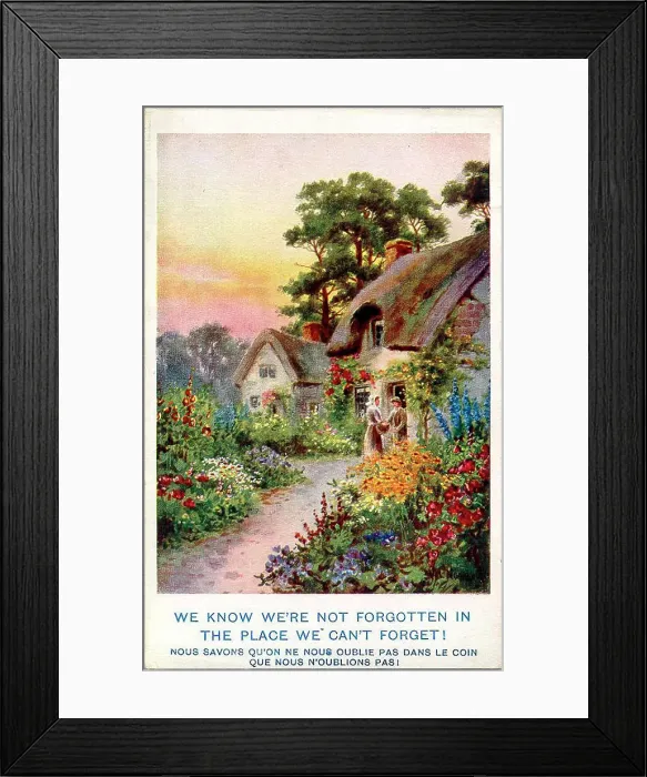 Framed Print : Postcard, Peaceful rural cottage scene Date: early 20th century Framed Print : Postcard, Peaceful rural cottage scene Date: early 20th century