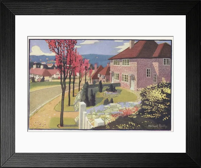 Framed Print : On the Weoley Hill Estate, Bournville, the estate built by progressive industrialist George Cadbury to house his factory workers and to provide community amenities and a pleasant environment. Date: c.1920 Framed Print : On the Weoley Hill Estate, Bournville, the estate built by progressive industrialist George Cadbury to house his factory workers and to provide community amenities and a pleasant environment. Date: c.1920