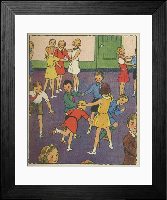 Framed Print : Children play the party game of rats and rabbits (rather like cat and mouse). A running Rabbit is appointed adn a Rat to chase her