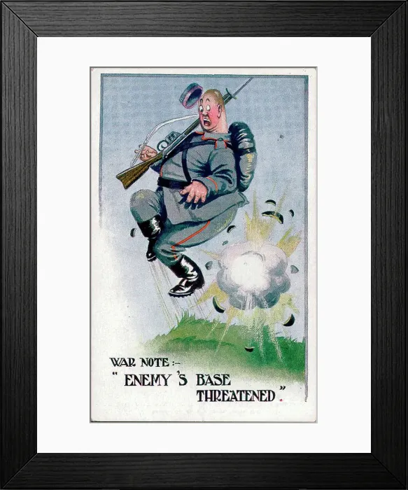 Framed Print : Comic postcard, German soldier, WW1 Framed Print : Comic postcard, German soldier, WW1