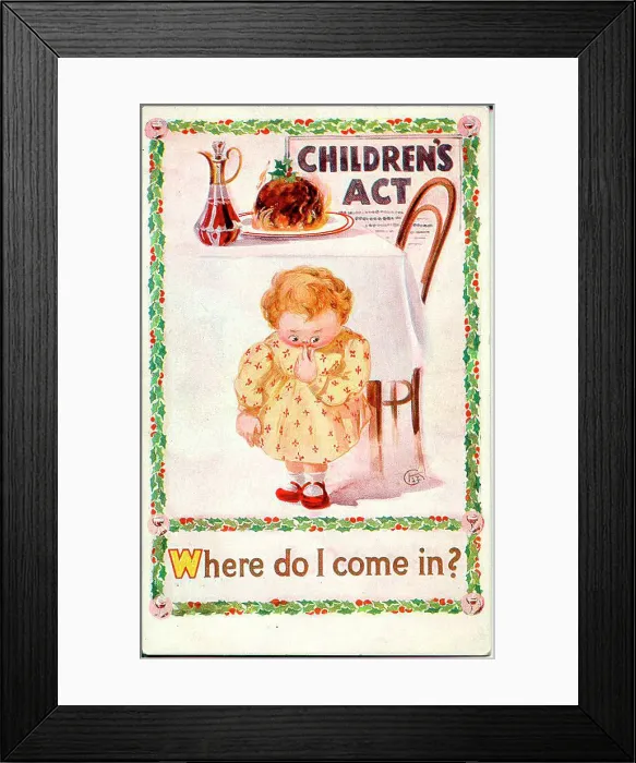 Framed Print : Christmas postcard, Children's Act - Where do I come in? Date: 20th century Framed Print : Christmas postcard, Children's Act - Where do I come in? Date: 20th century