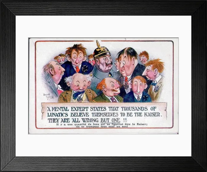 Framed Print : Comic postcard, satire on the German Kaiser Wilhelm. Date: 1914-1918 Framed Print : Comic postcard, satire on the German Kaiser Wilhelm. Date: 1914-1918