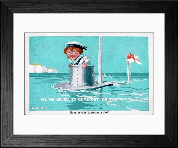Framed Print : Comic postcard, Sailor on submarine - We're bound to come out on top! Date: circa 1940s Framed Print : Comic postcard, Sailor on submarine - We're bound to come out on top! Date: circa 1940s