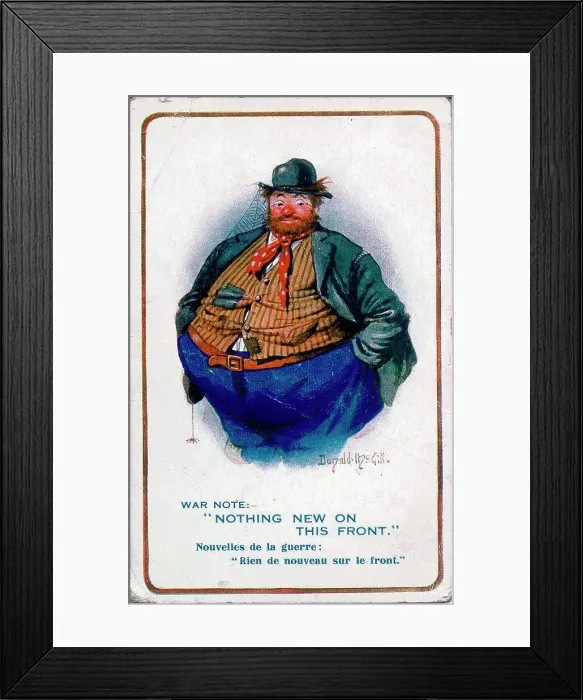 Framed Print : Comic postcard, Overweight lazy man doing nothing for the war effort. Date: 1914-1918 Framed Print : Comic postcard, Overweight lazy man doing nothing for the war effort. Date: 1914-1918