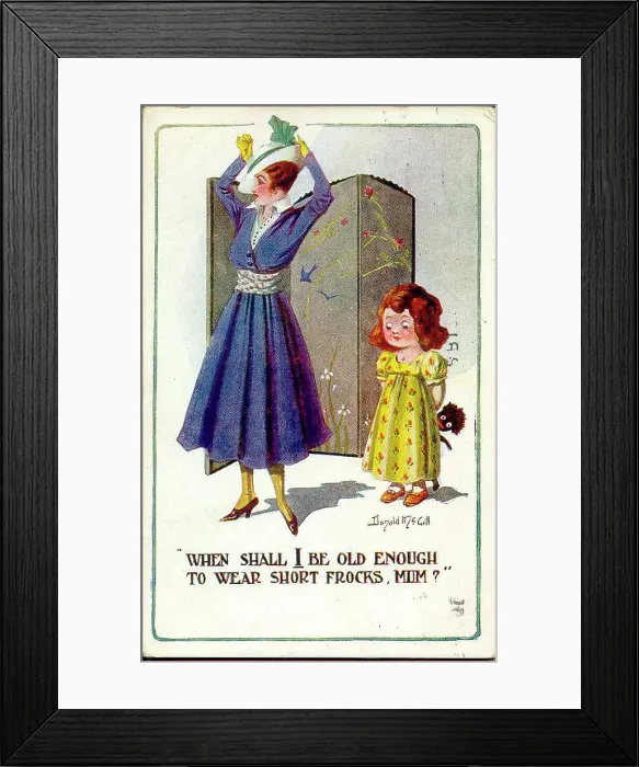 Framed Print : Comic postcard, Mother and daughter Framed Print : Comic postcard, Mother and daughter