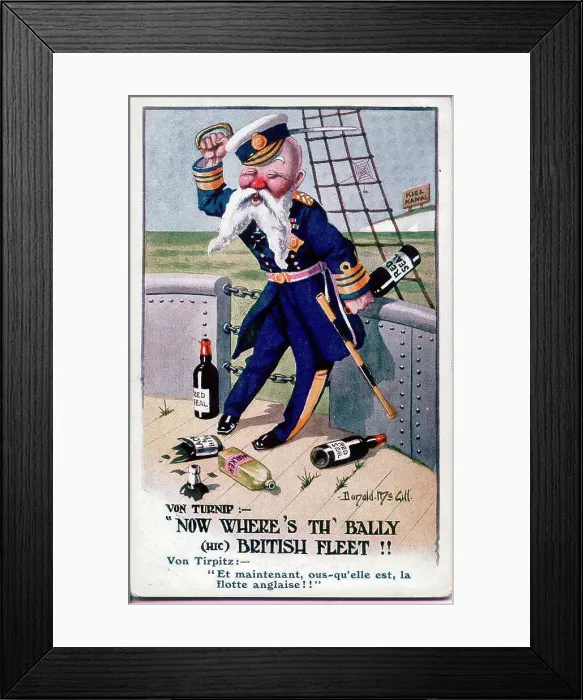 Framed Print : Postcard, Satire on the German Admiral, Von Tirpitz, with his distinctive forked beard. Date: 1914-1918 Framed Print : Postcard, Satire on the German Admiral, Von Tirpitz, with his distinctive forked beard. Date: 1914-1918