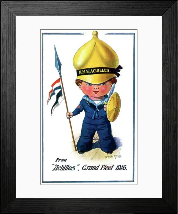 Framed Print : Postcard, Sailor boy, HMS Achilles, Grand Fleet 1916, WW1 Date: 1916 Framed Print : Postcard, Sailor boy, HMS Achilles, Grand Fleet 1916, WW1 Date: 1916