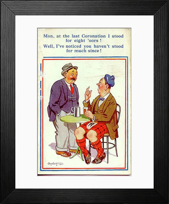 : Comic postcard, Scotsman and Englishman drinking in a pub Date: 20th century : Comic postcard, Scotsman and Englishman drinking in a pub Date: 20th century