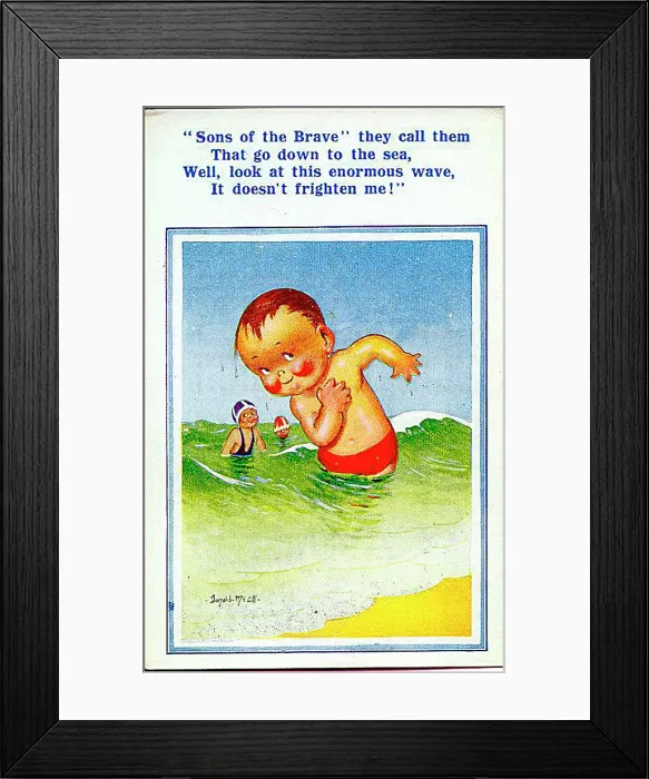 : Comic postcard, Little boy at the seaside Date: 20th century : Comic postcard, Little boy at the seaside Date: 20th century