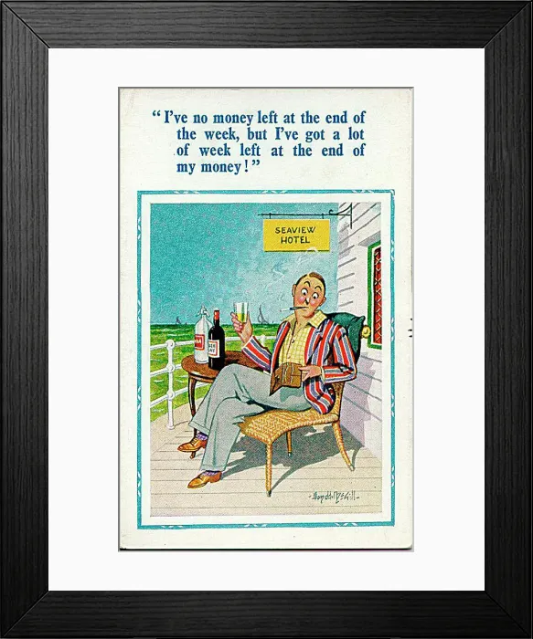 : Comic postcard, Man short of money at the seaside : Comic postcard, Man short of money at the seaside