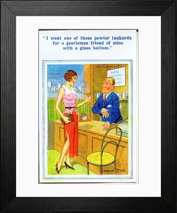 : Comic postcard, Customer in shop Date: 20th century : Comic postcard, Customer in shop Date: 20th century