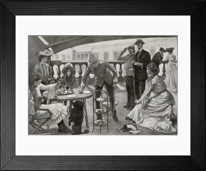 Framed Print : A sudden call to duty: an interrupted tea-party at the Palace Guard, Malta. During the season at Malta, one of the things to do is to visit the Main Guard and have tea with the subaltern on duty Framed Print : A sudden call to duty: an interrupted tea-party at the Palace Guard, Malta. During the season at Malta, one of the things to do is to visit the Main Guard and have tea with the subaltern on duty