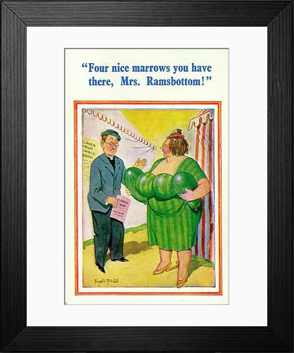: Comic postcard, Vicar and woman at country show Date: 20th century : Comic postcard, Vicar and woman at country show Date: 20th century
